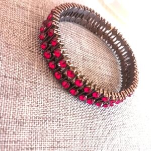 Red Crystal Bracelet Stretchy Glamourous - Pre-loved (7.5")
